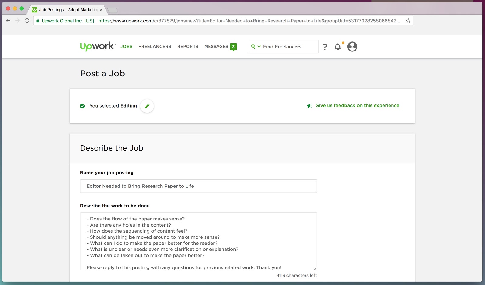 graphic displays a screenshot of upwork